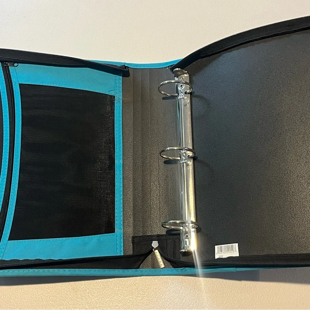 Five Star Black & Teal Zippered 3 Ring Pocketed Pencil Pouch Notebook